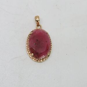 Natural Ruby Pendant Oval Cut Red Gemstone Vintage Jewelry Boho Victorian Style